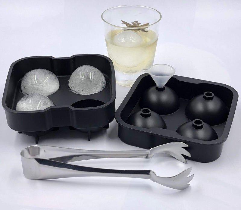 Xinli حجارة ويسكي من الفولاذ المقاوم للصدأ، صخور تبريد المشروبات، كرات ثلج من الفولاذ المقاوم للصدأ قابلة لإعادة الاستخدام مع صينية كرات الثلج الكروية. مجموعة كاملة من 7 - Image 4